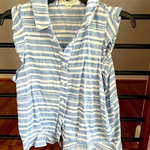Cloth & Stone for Anthropologie Cute Ruffle Stripe Top